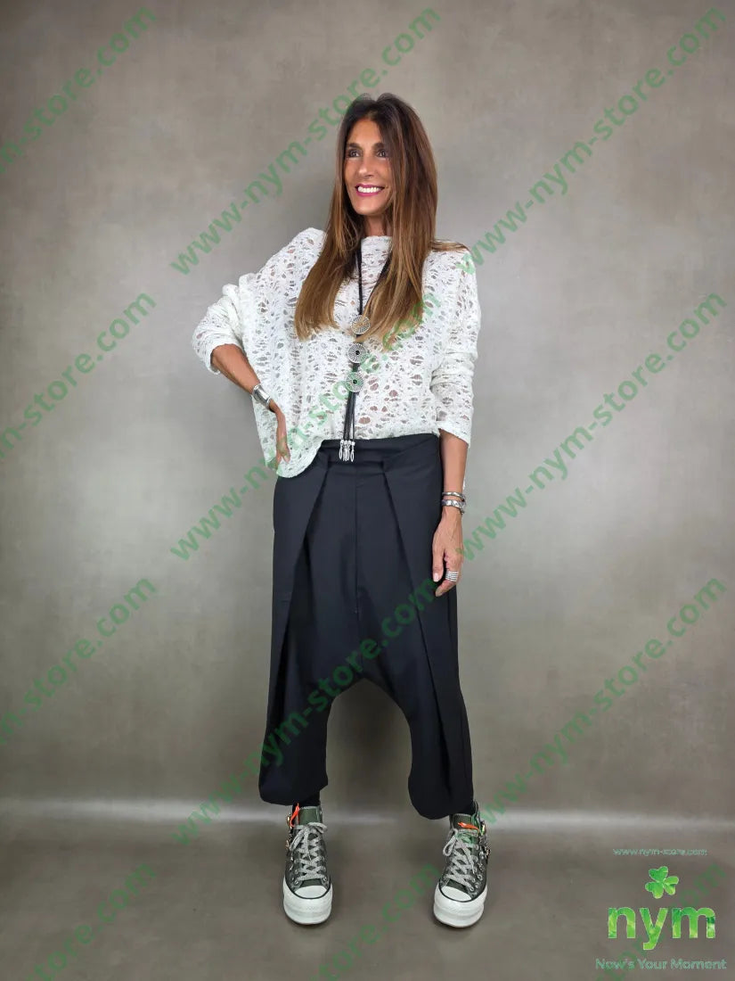 pantalone cavallo basso piega piatta 76pl22vi2ea PANTALONE