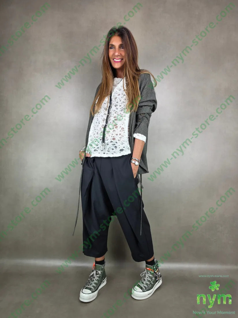 pantalone cavallo basso piega piatta 76pl22vi2ea PANTALONE