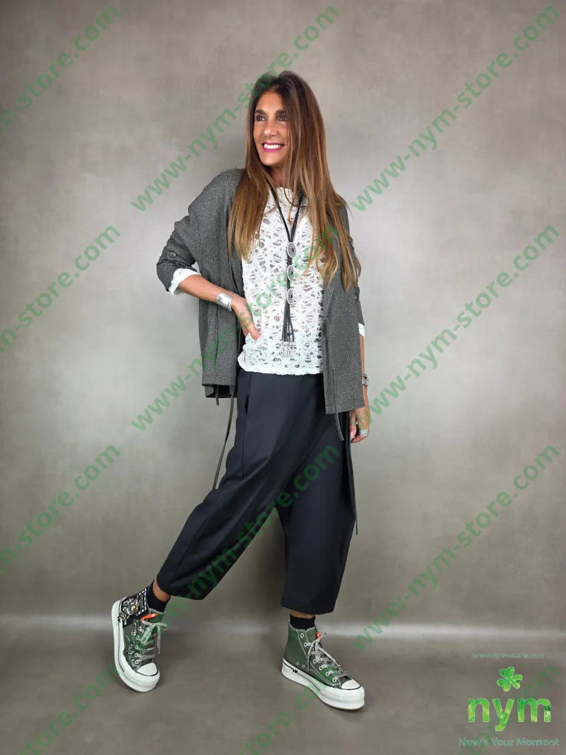 pantalone cavallo basso piega piatta 76pl22vi2ea PANTALONE