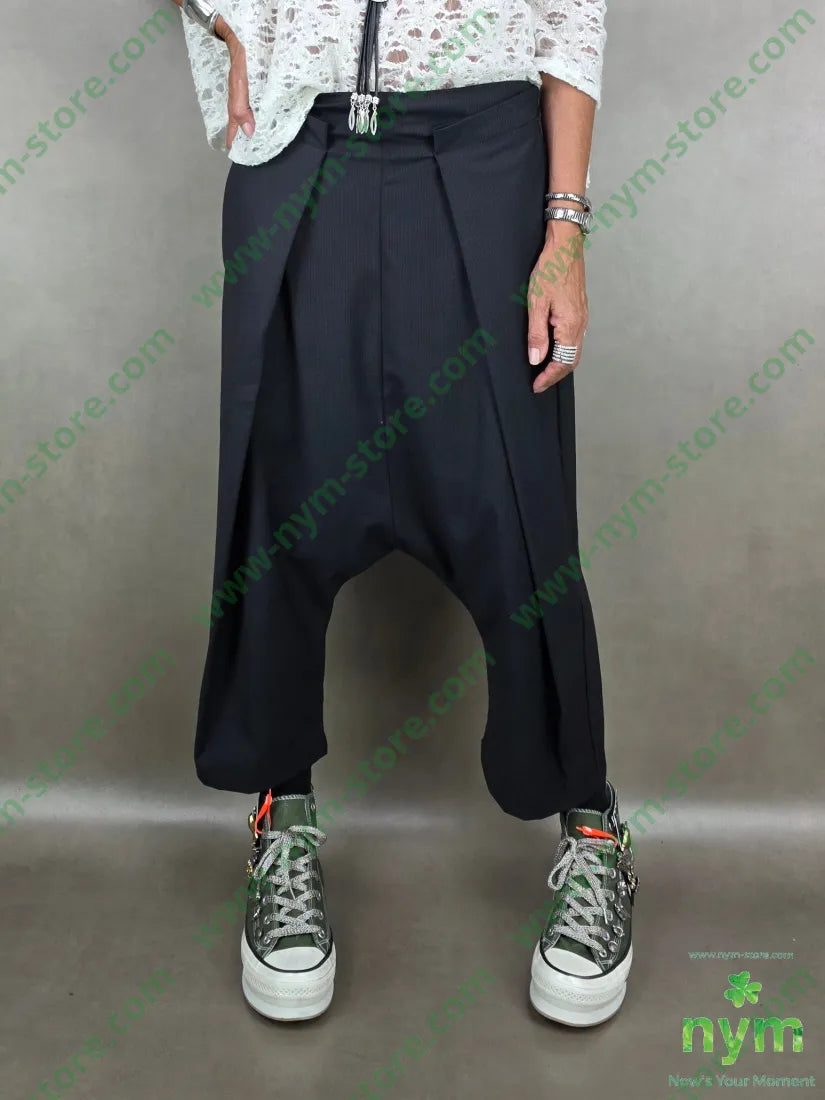 pantalone cavallo basso piega piatta 76pl22vi2ea U / NERO / AI25 PANTALONE