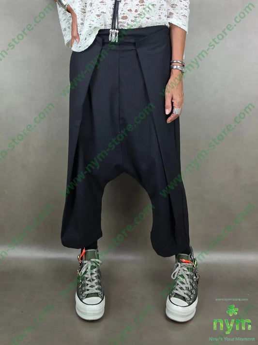 pantalone cavallo basso piega piatta 76pl22vi2ea U / NERO / AI25 PANTALONE