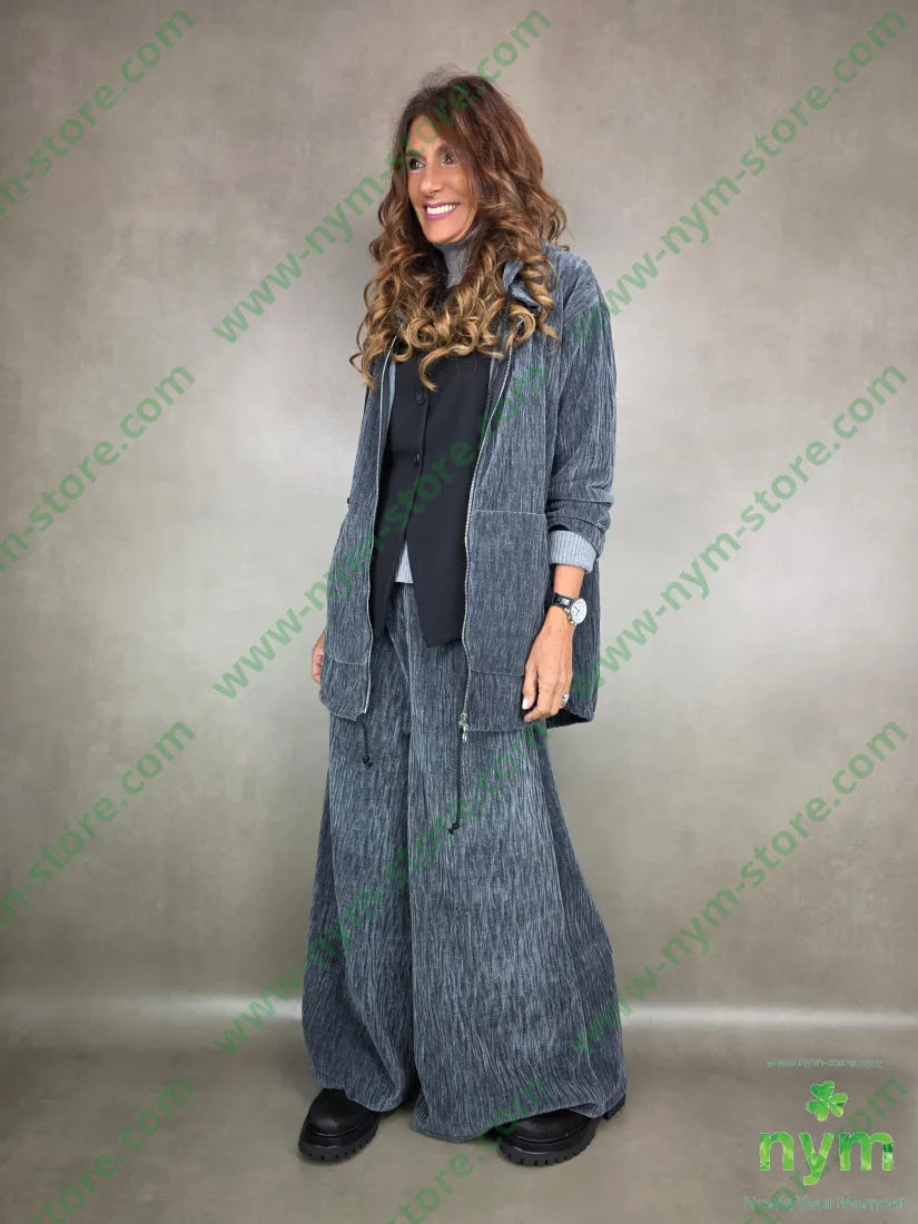 pantalone ciniglia goffrato 98pl2ea U / GRIGIO / AI25 PANTALONE