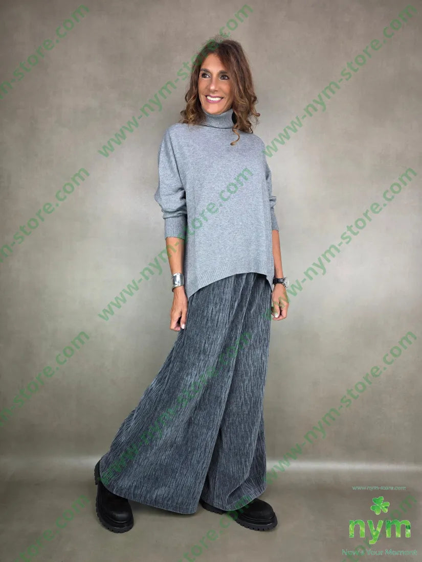 pantalone ciniglia goffrato 98pl2ea U / GRIGIO / AI25 PANTALONE