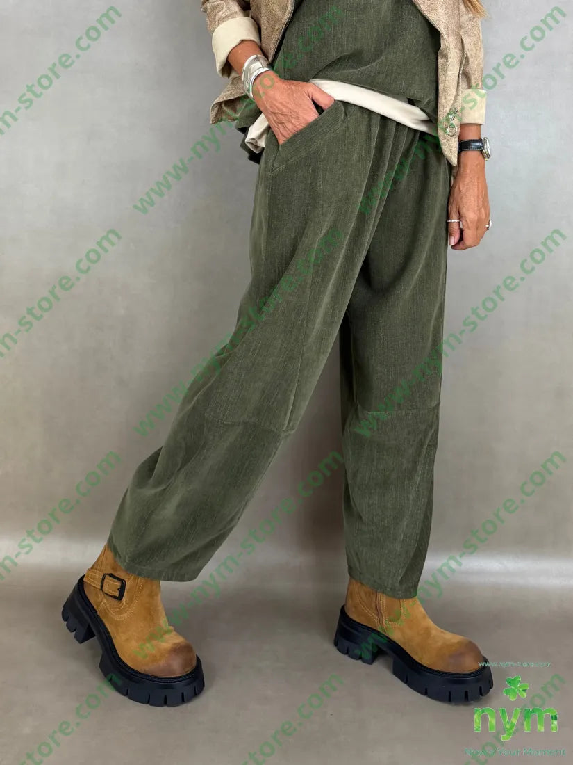 pantalone ciniglia tasca bordo 81pl12ly2ea5ry - U / MILITARE / AI26 - PANTALONE