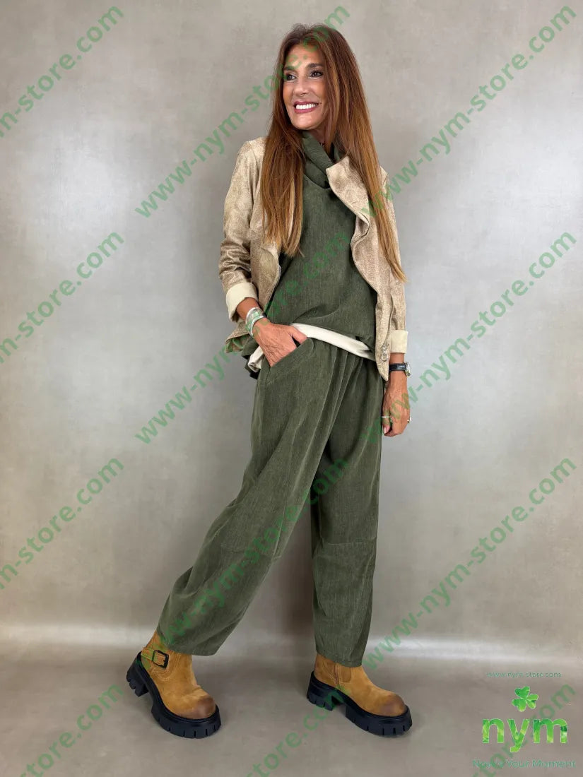 pantalone ciniglia tasca bordo 81pl12ly2ea5ry - U / MILITARE / AI26 - PANTALONE