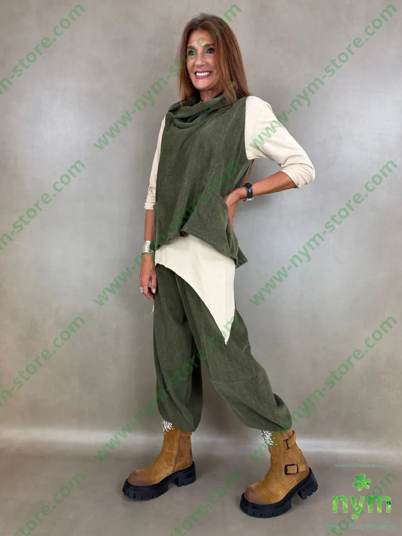 pantalone ciniglia tasca bordo 81pl12ly2ea5ry - U / MILITARE / AI26 - PANTALONE