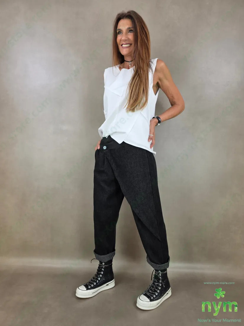 pantalone ciniglia un bottone 84pl11ly3vi2ea - PANTALONE