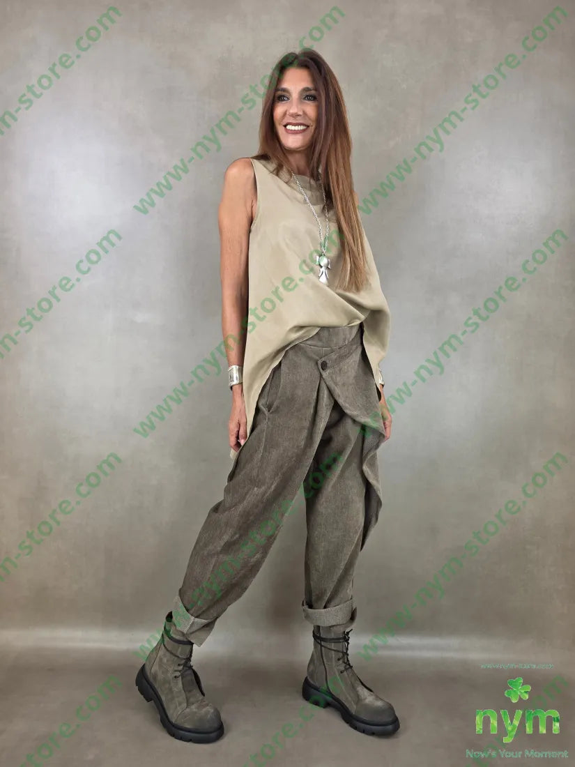 pantalone ciniglia un bottone 84pl11ly3vi2ea - PANTALONE
