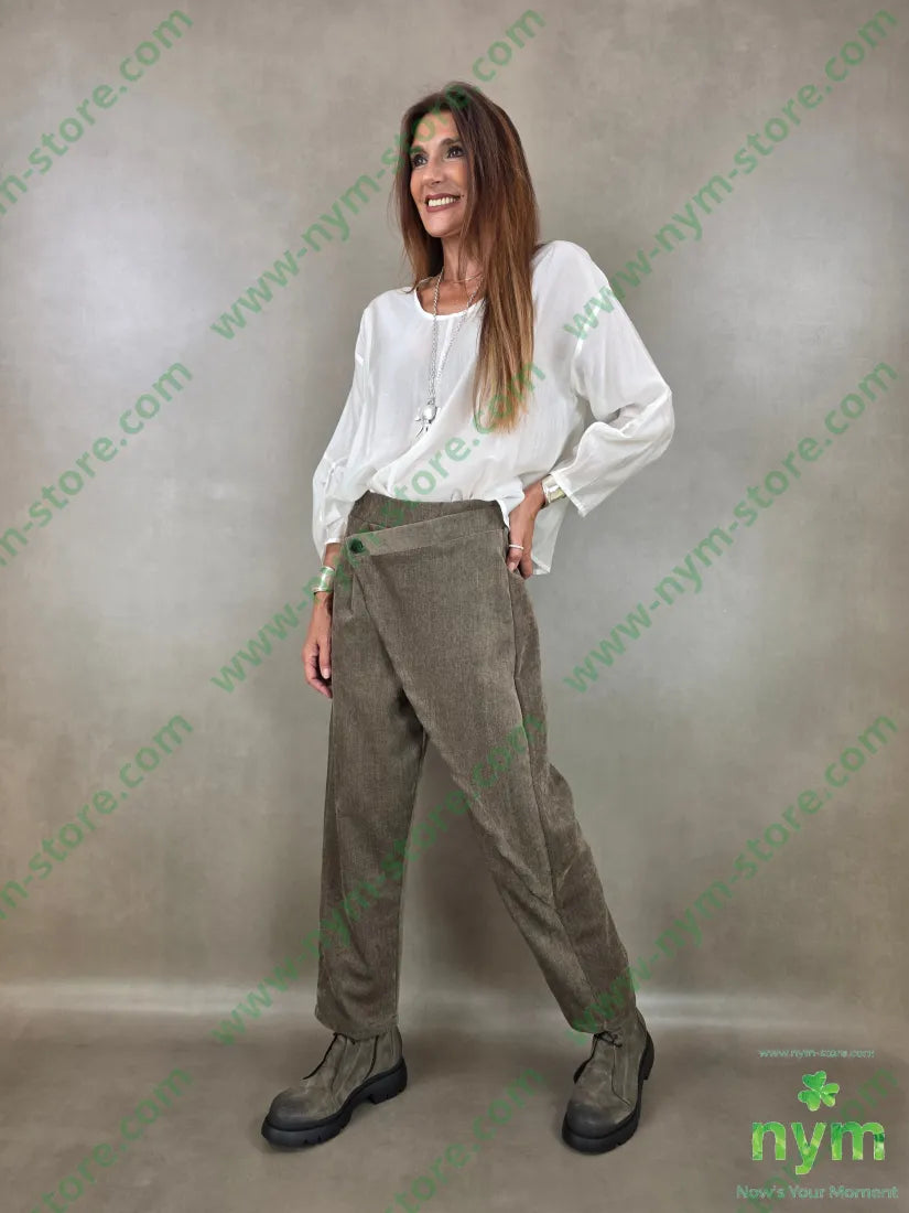 pantalone ciniglia un bottone 84pl11ly3vi2ea - PANTALONE