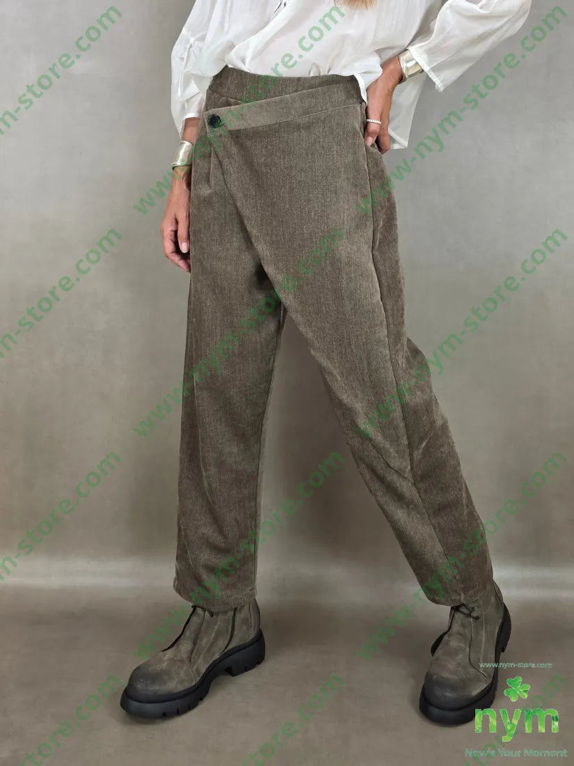 pantalone ciniglia un bottone 84pl11ly3vi2ea - PANTALONE