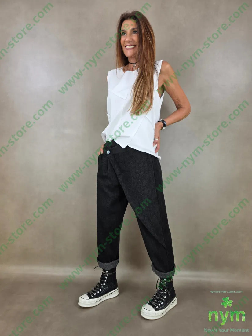pantalone ciniglia un bottone 84pl11ly3vi2ea - PANTALONE