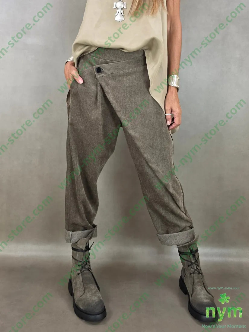 pantalone ciniglia un bottone 84pl11ly3vi2ea - U / FANGO / AI26 - PANTALONE