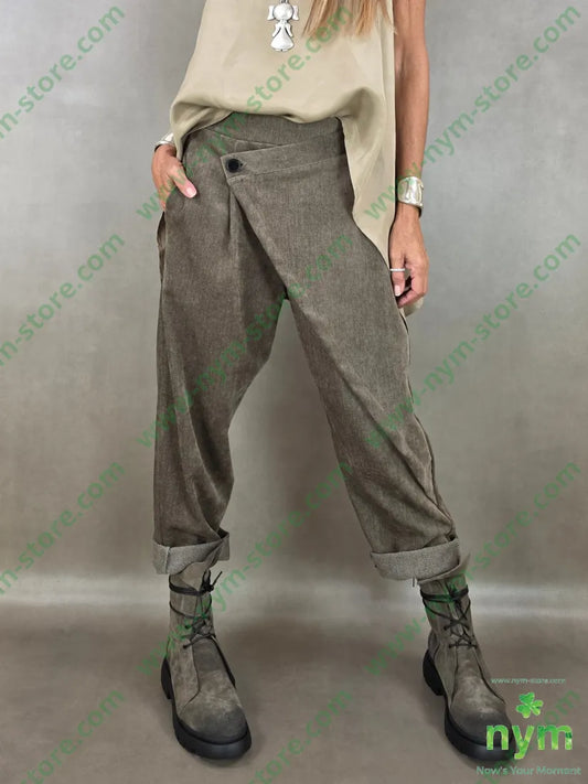 pantalone ciniglia un bottone 84pl11ly3vi2ea - U / FANGO / AI26 - PANTALONE