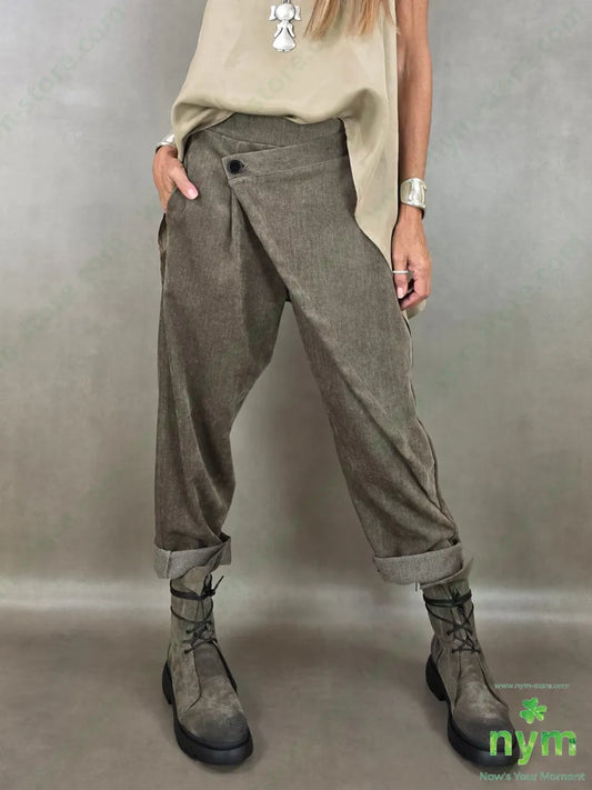 pantalone ciniglia un bottone 84pl11ly3vi2ea - U / FANGO / AI26 - PANTALONE