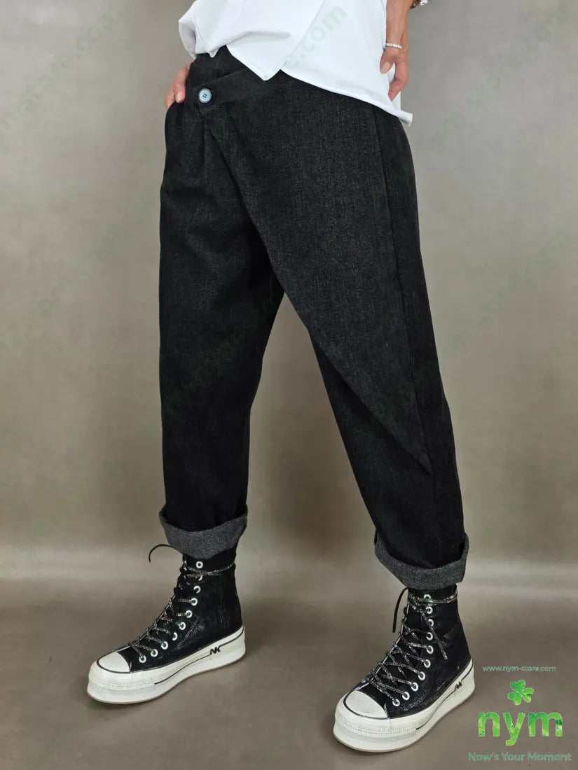 pantalone ciniglia un bottone 84pl11ly3vi2ea - U / NERO / AI26 - PANTALONE