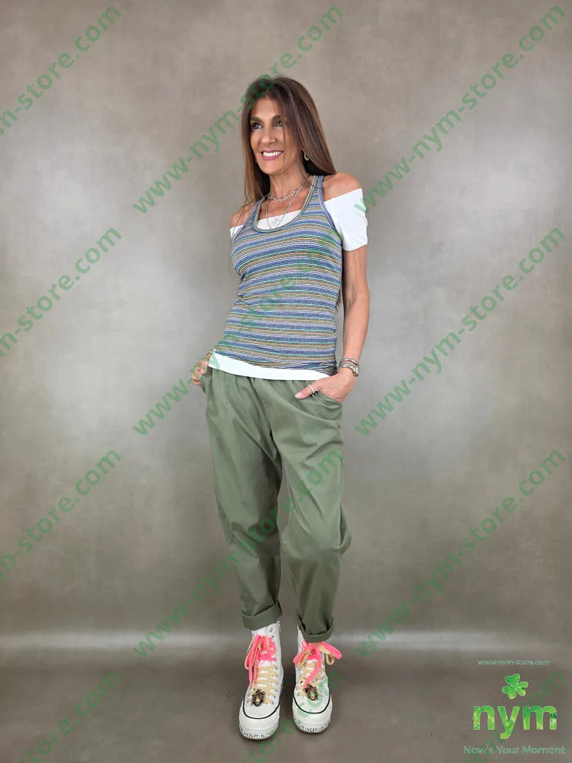 pantalone con elastico chinos 98co2ea - PANTALONE