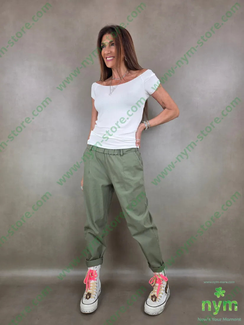 pantalone con elastico chinos 98co2ea - PANTALONE