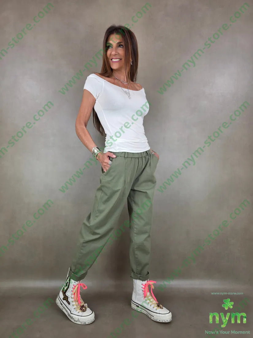 pantalone con elastico chinos 98co2ea - PANTALONE