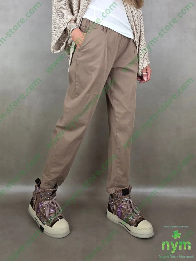 pantalone con elastico chinos 98co2ea - S / FANGO S. / PE26 - PANTALONE