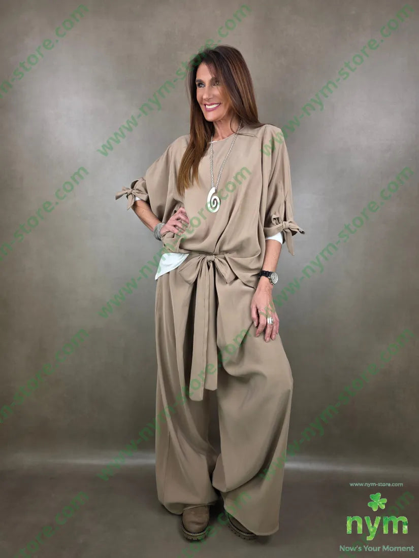 pantalone con nodo in vita 86ra14pl PANTALONE