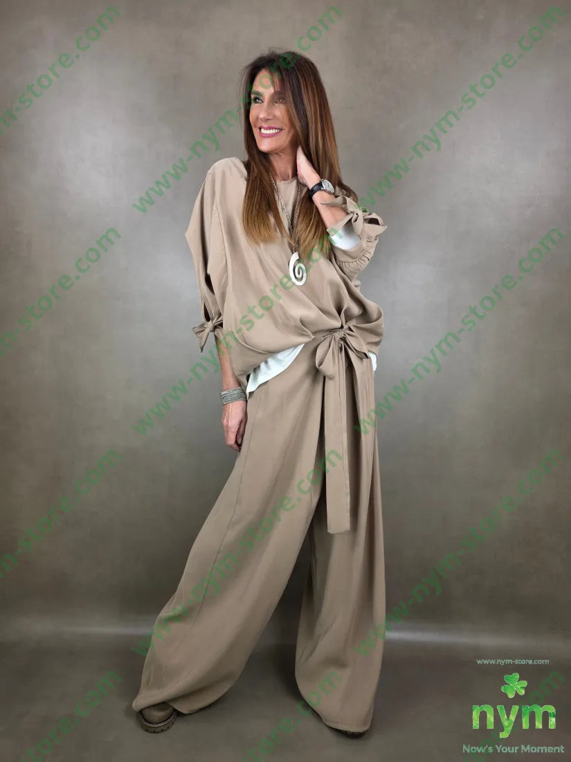 pantalone con nodo in vita 86ra14pl PANTALONE