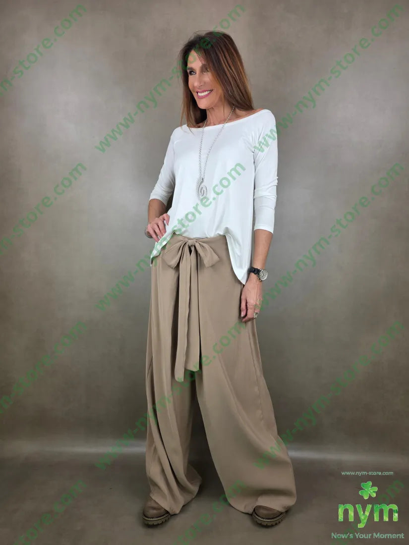 pantalone con nodo in vita 86ra14pl PANTALONE