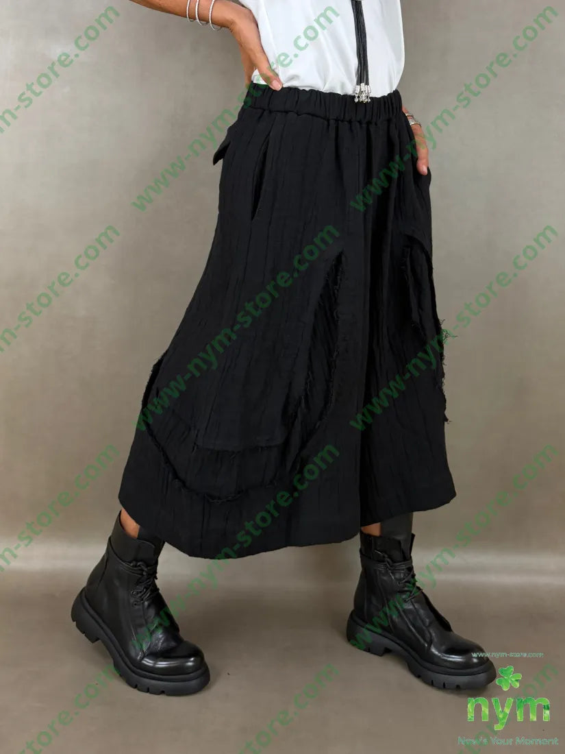 pantalone con strappi 80co20li - U / NERO / AI26 - PANTALONE