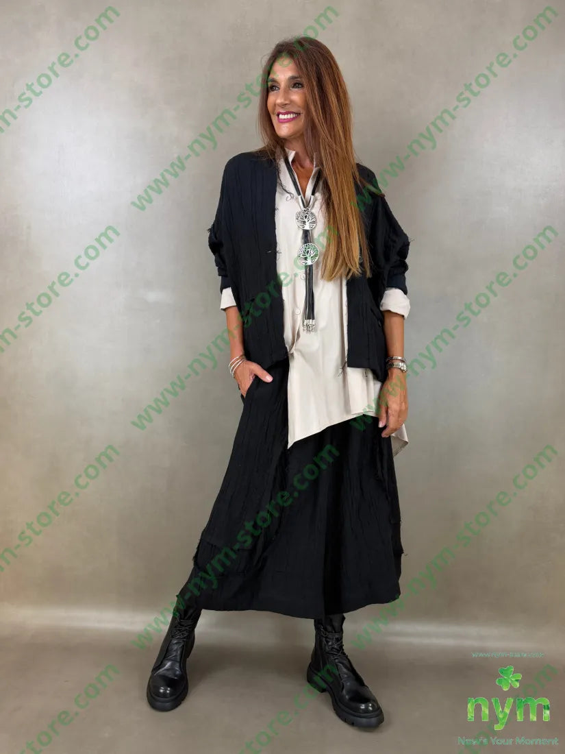 pantalone con strappi 80co20li - U / NERO / AI26 - PANTALONE
