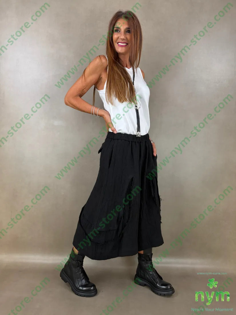 pantalone con strappi 80co20li - U / NERO / AI26 - PANTALONE