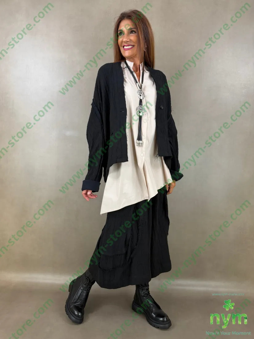 pantalone con strappi 80co20li - U / NERO / AI26 - PANTALONE