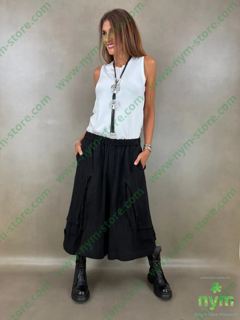 pantalone con strappi 80co20li - U / NERO / AI26 - PANTALONE