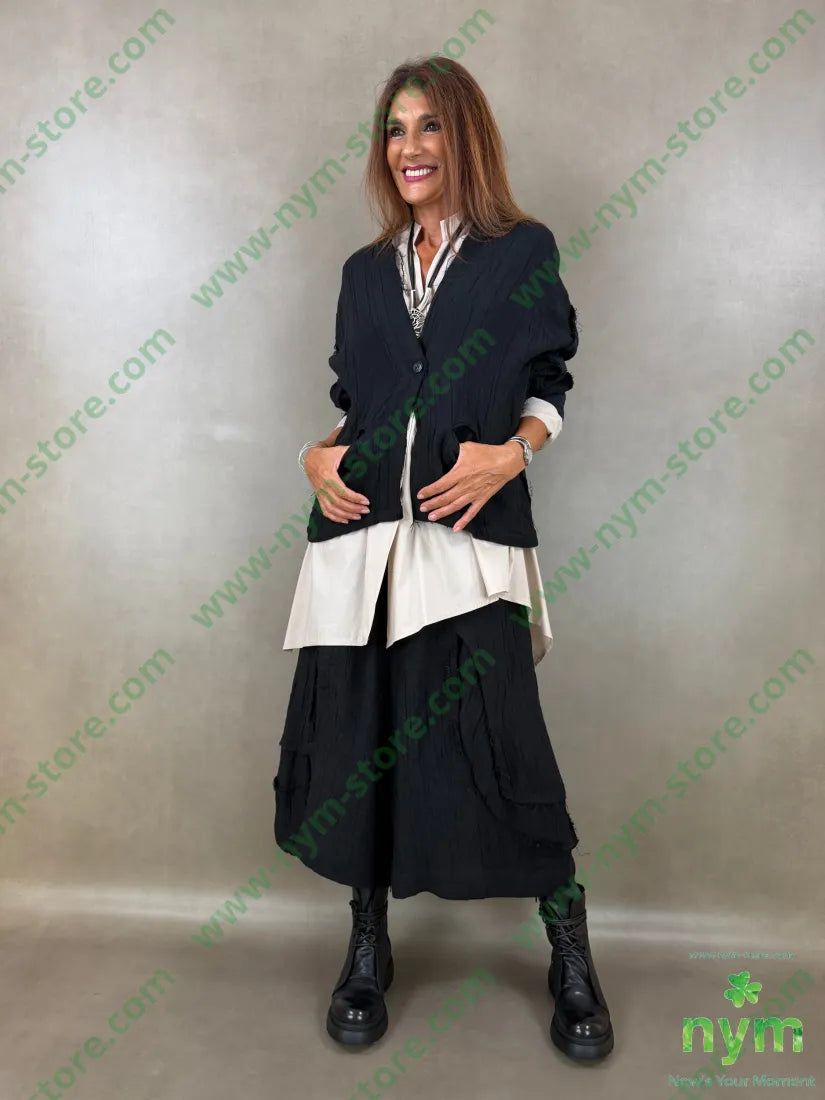 pantalone con strappi 80co20li - U / NERO / AI26 - PANTALONE