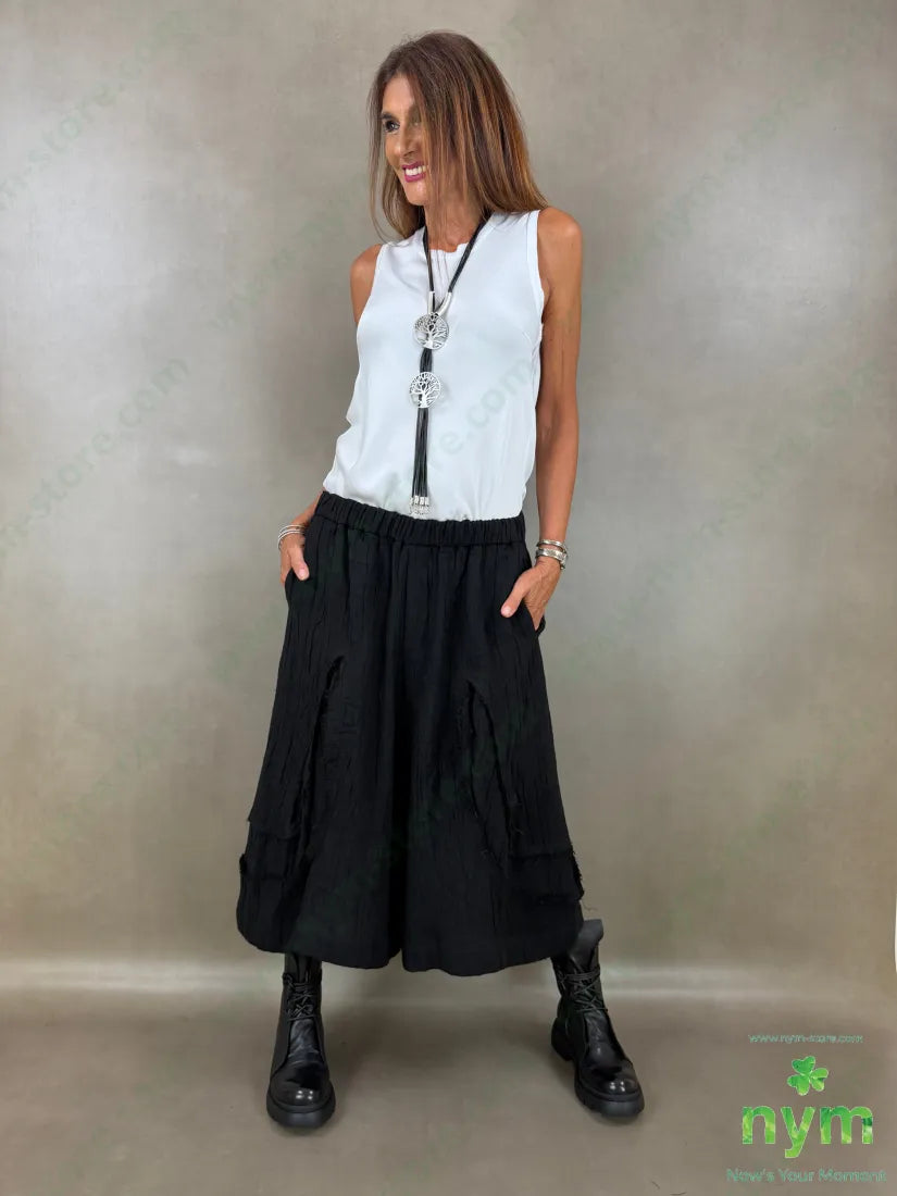 pantalone con strappi 80co20li - U / NERO / AI26 - PANTALONE