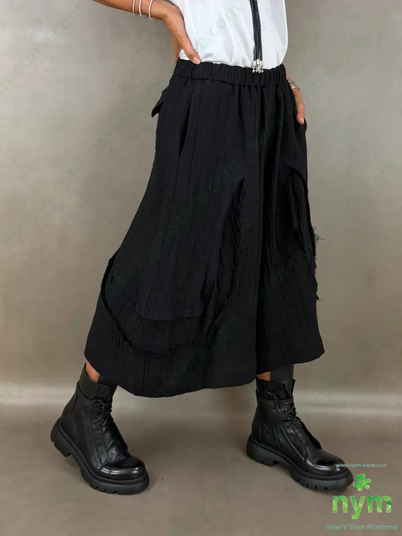pantalone con strappi 80co20li - U / NERO / AI26 - PANTALONE