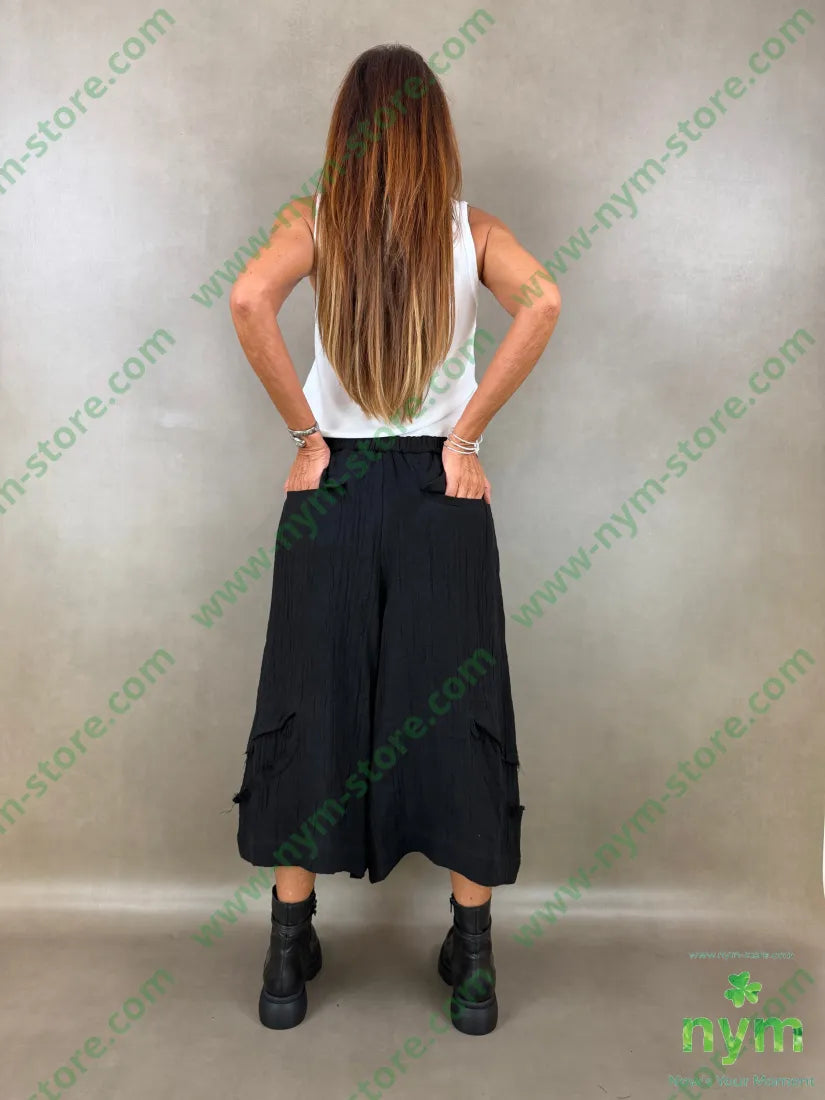 pantalone con strappi 80co20li - U / NERO / AI26 - PANTALONE