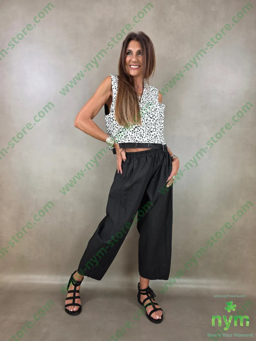 pantalone cotone due tasche applicate dto 98co2ea - U / NERO / PE26 - PANTALONE