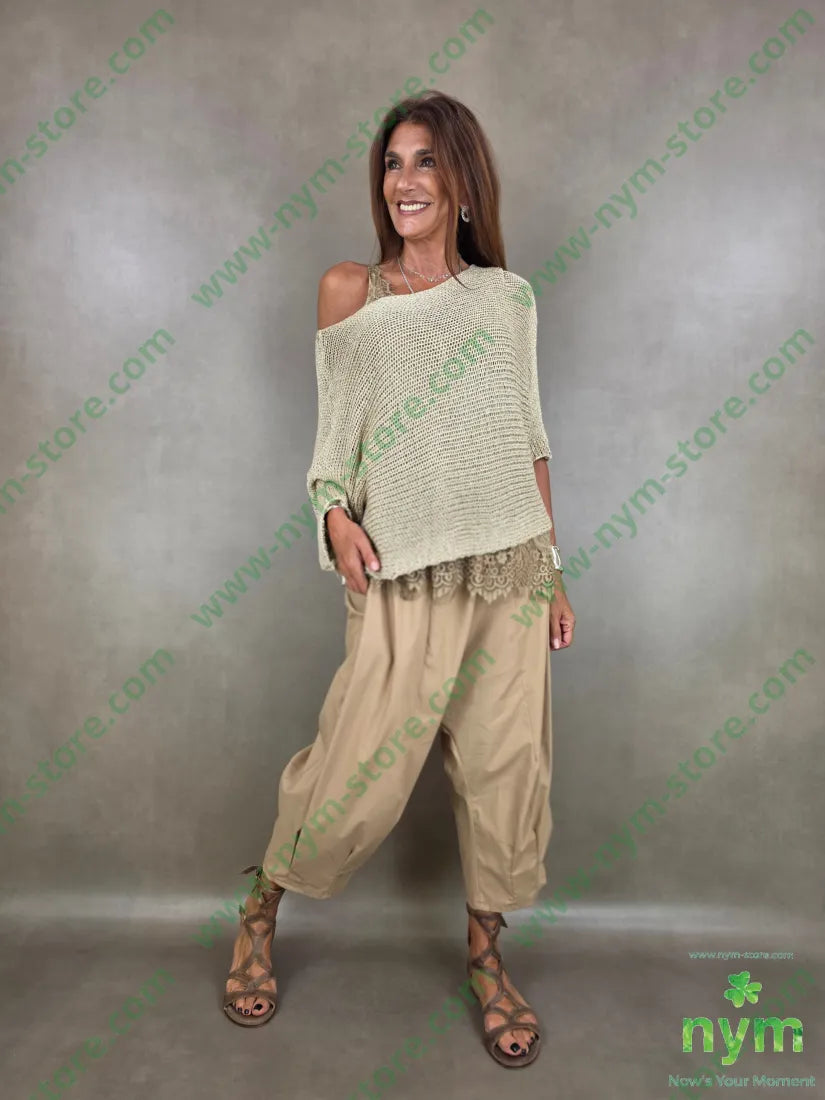 pantalone cotone ela con tasconi 71co26ny3ea - PANTALONE