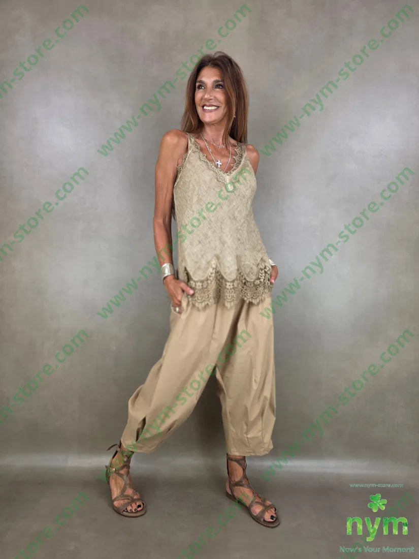 pantalone cotone ela con tasconi 71co26ny3ea - PANTALONE