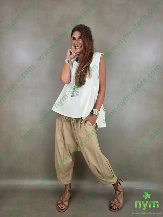 pantalone cotone ela con tasconi 71co26ny3ea - PANTALONE