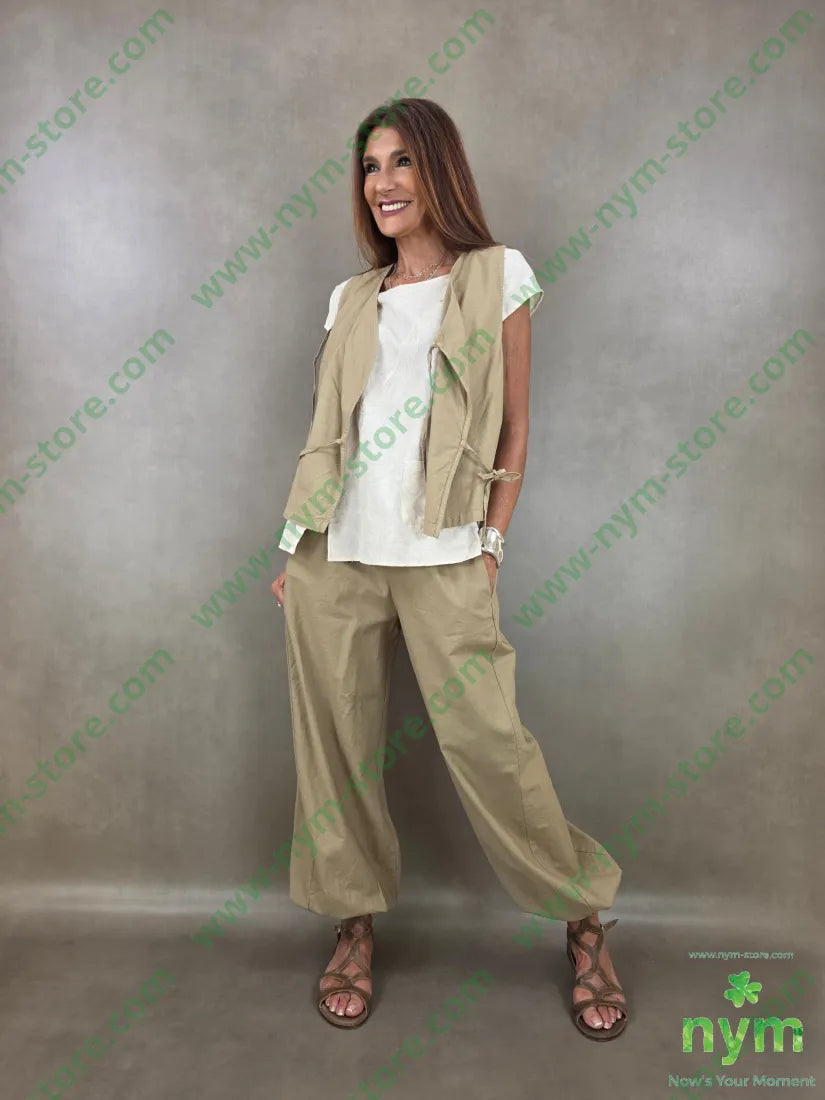 pantalone cotone lino con elastico 85co15li - PANTALONE