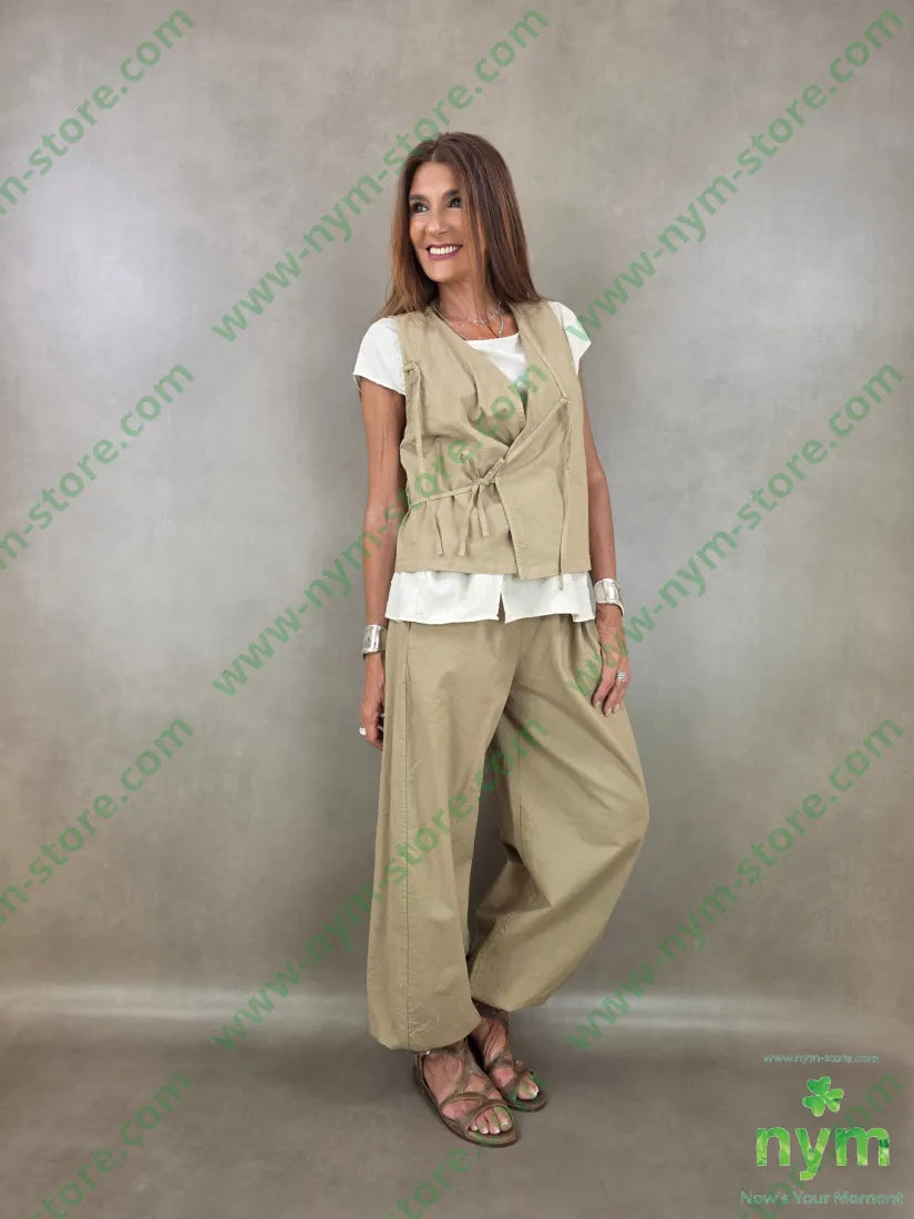 pantalone cotone lino con elastico 85co15li - PANTALONE