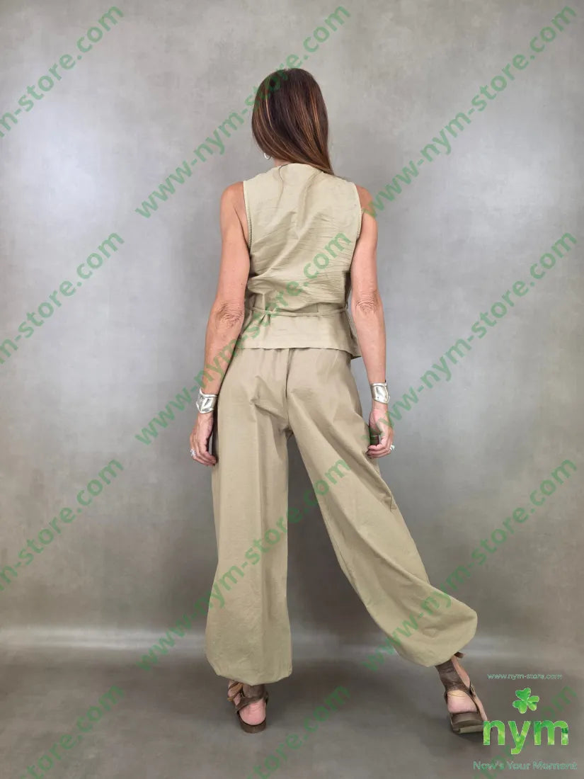 pantalone cotone lino con elastico 85co15li - PANTALONE