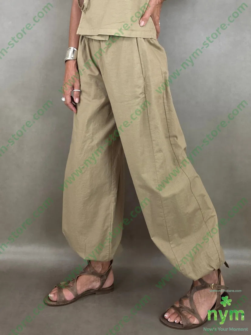 pantalone cotone lino con elastico 85co15li - PANTALONE