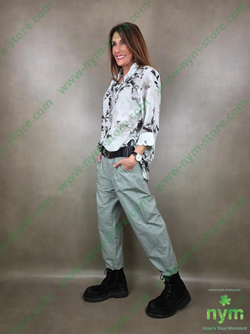 pantalone cotone melange 70co30pl U / ACQUA / PE26 PANTALONE