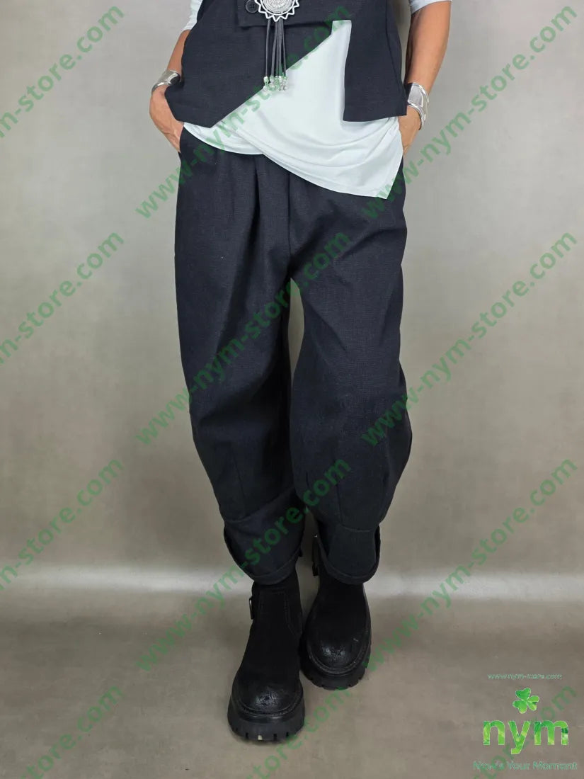 pantalone cotone operato taglio caviglia 75co25pl U / NERO / AI25 PANTALONE