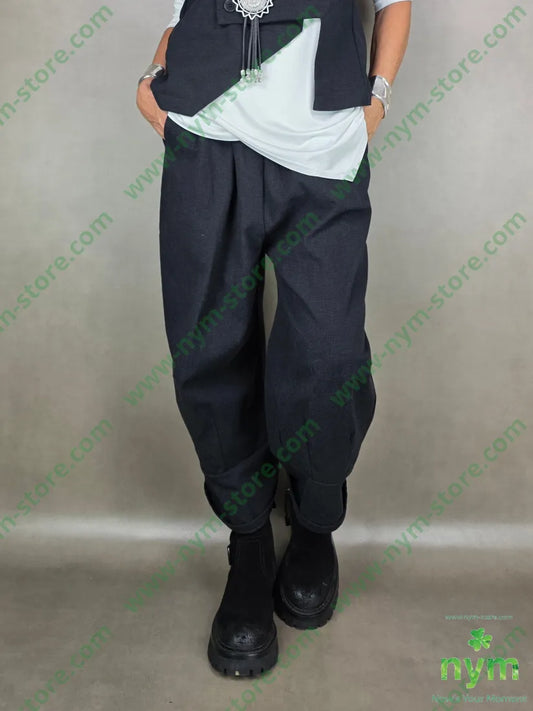 pantalone cotone operato taglio caviglia 75co25pl U / NERO / AI25 PANTALONE