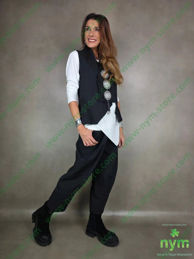 pantalone cotone operato taglio caviglia 75co25pl U / NERO / AI25 PANTALONE