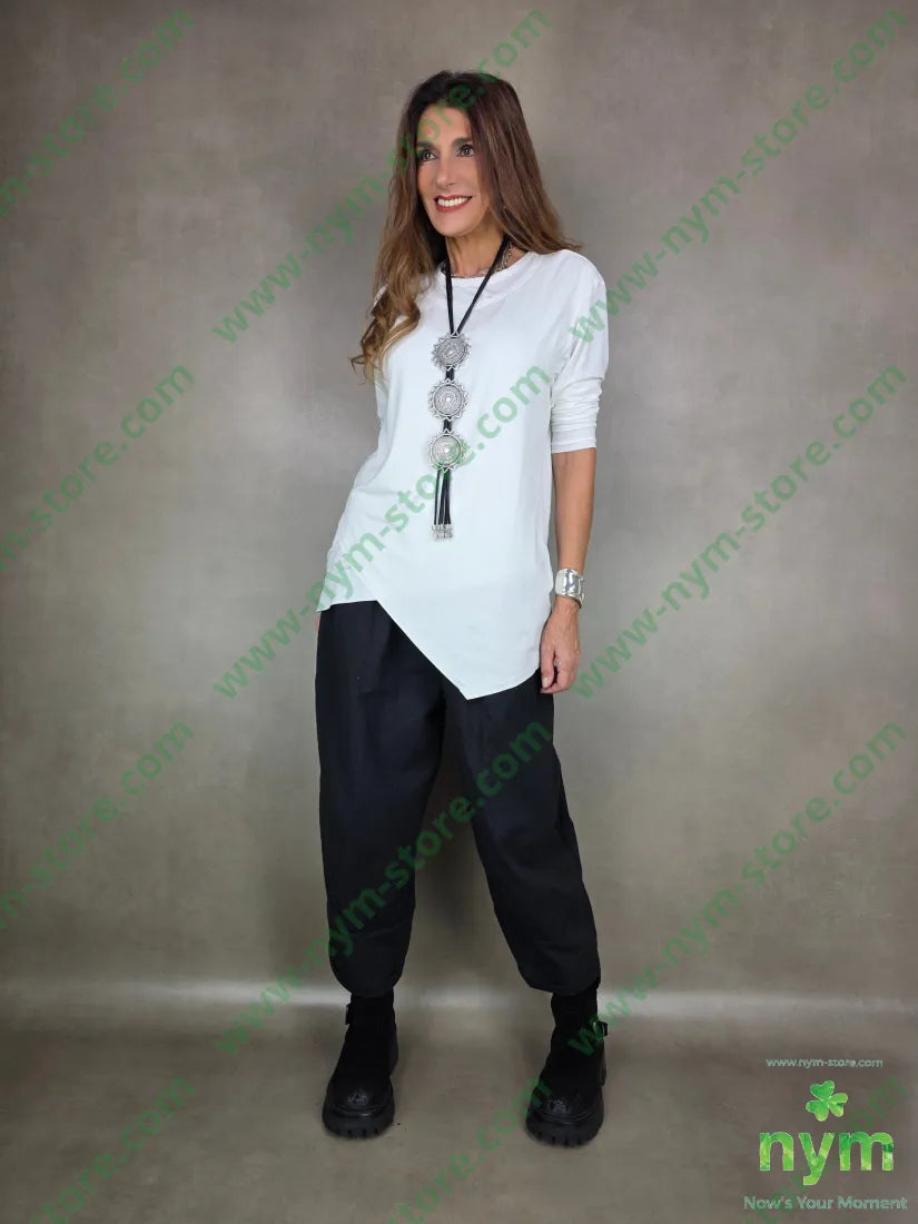 pantalone cotone operato taglio caviglia 75co25pl U / NERO / AI25 PANTALONE