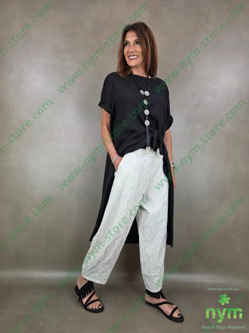 pantalone cotone righe sottili 100co - PANTALONE