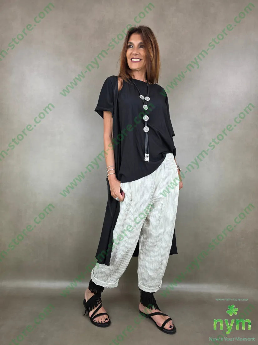 pantalone cotone righe sottili 100co - PANTALONE